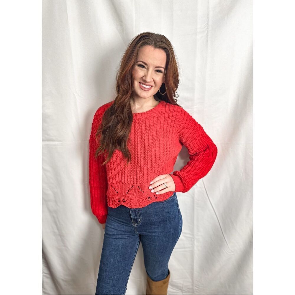 Francesca’s Chunky Red Knit Sweater